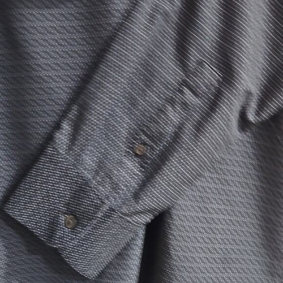 DKNY Men's Charcoal Textured Button Down Shirt - Picture 6 of 7